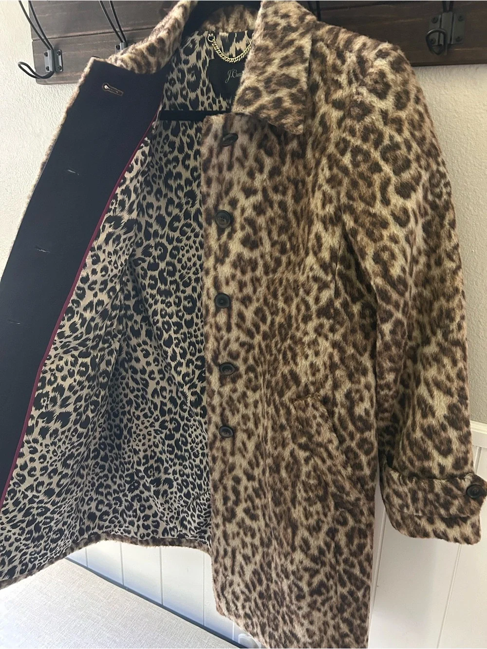 JCREW Brown Double Leopard Print Wool Coat H2734 Animal Print Women’s Size 2 - Picture 12 of 15